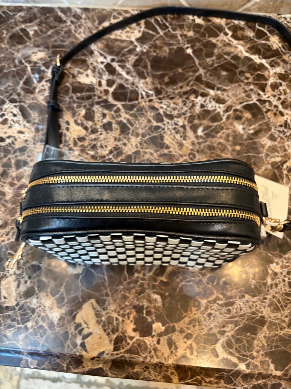 Universal Thread Black and White Checkered Gold-Tone crossbody bag.NWT - Picture 6 of 7